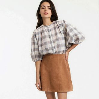 La Redoute Collections Oversized hemd met geruite kraag, katoen, Signature BERTHE