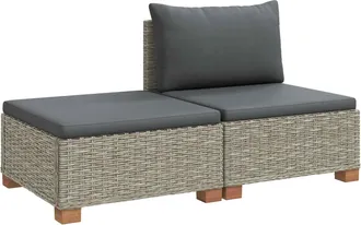 vidaXL 2 Uds. Conjunto De Lounge De Rat&aacute;n Con Cojines Gendt Gris Kubu Vidaxl