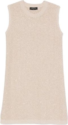 Fabiana Filippi Sequins Gebreide Jurk - Dames - Kleedjes - Beige - 2XS - Pailletten - Kleedjes