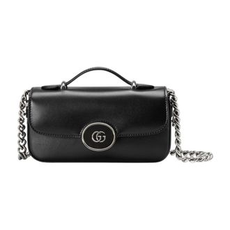 Gucci Handbags, female, Black, ONE SIZE, GG Supreme Small Messenger Bag Leather Trim