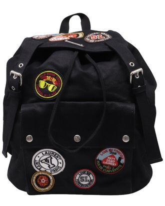 Saint Laurent Black Cotton Noe Patched Backpack (Authentic Pre-Loved)