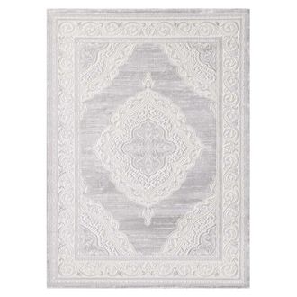 Un amour de tapis Alfombra oriental anudada a mano ideal para sal&oacute;n, gris 160x220