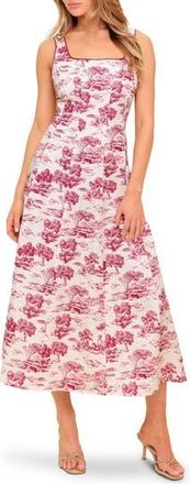 Flying Tomato Square Neck Print Midi Dress in Ivory Berry at Nordstrom Rack, Size Large