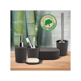 Spirella Spirella - Set De 5 Accesorios De Ba&ntilde;o En Fibra De Bamb&uacute; Takeo Gris Antracita