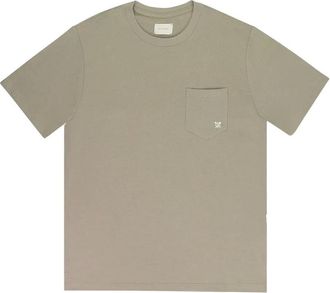 Aim&eacute; Leon Dore T-shirt Stadium Tan con stemma ricamata - Verde