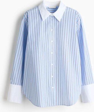 H&M Bluse aus Baumwollpopeline - Blue