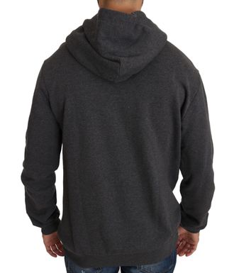 Dolce & Gabbana Mens Gray Hooded Red Crystal Heart Gun Sweater Cotton Clothing