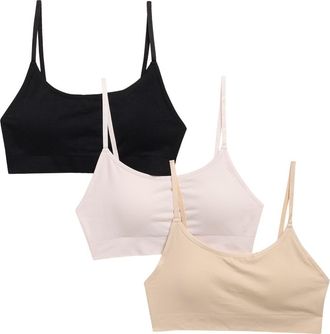 Nordstrom Rack Everyday 3-Pack Assorted Scoop Neck Bralettes in Pink Loft- Tan Multi at Nordstrom Rack, Size X-Small