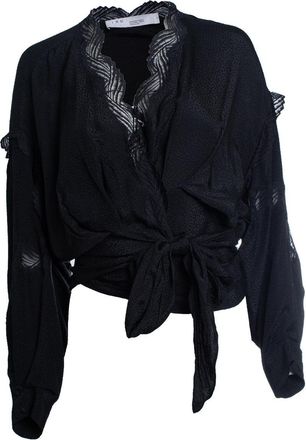 Iro black jarl wrap top with lace