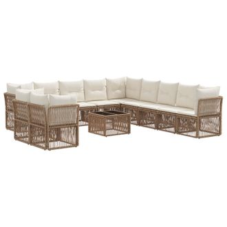 vidaXL Conjunto De Sof&aacute;s De Jard&iacute;n 12 Pcs Beige Rat&aacute;n Sint&eacute;tico Vidaxl