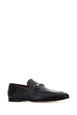 Gucci Mens Midnight Blue Leather Loafers Calf Skin Mocassini