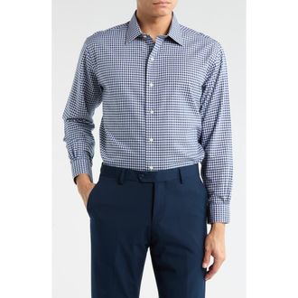 Brooks Brothers Gingham Print Non-Iron Regular Fit Dress Shirt in Navyging at Nordstrom Rack, Size 16.5 - 32/33