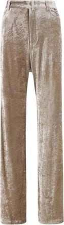 Balenciaga Fluwelen Stretch Broek Beige - Dames - Straight fit broeken - Beige - 2XS - Broeken