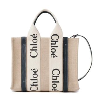 Chlo&eacute; Woody Small Tote Bag - Dames - Tassen - Beige - Maat: ONE Size Linnen