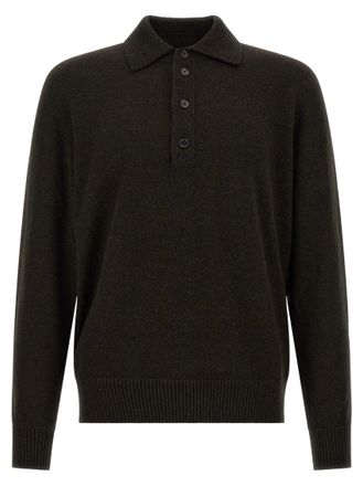 Ermenegildo Zegna Dark Brown Knitted Polo Sweater
