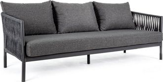 BIZZOTTO Divano Florencia a tre posti, con cuscini comodi, struttura in alluminio, da 220 cm -Antracite