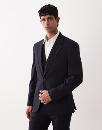 Asos Blazer da abito slim blu navy