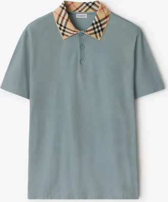 Burberry Check Collar Cotton Polo Shirt
