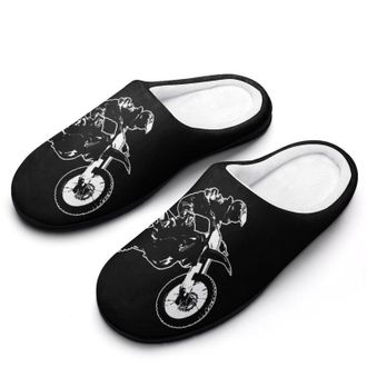 Generic Dirt Bike Motocross Racing Rider Slippers Men Winter Warm Cotton Anti-Slip Indoor Slip-Ons House Shoes