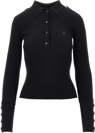 Courr&egrave;ges Ribbed knit polo shirt Woman S