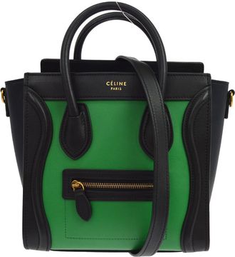 Celine Luggage Leather Green Leather Handbag (Pre-Owned)
