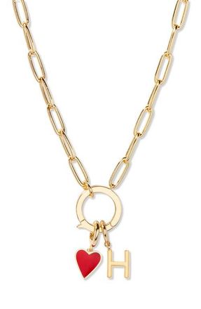 Brook & York Cameron Initial Heart Charm Necklace in Gold H at Nordstrom