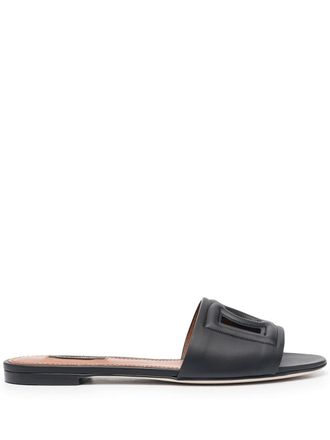 Dolce & Gabbana DG Millennials leather slides - women - Leather/Leather/Leather - 36 - Black