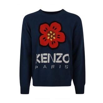 Kenzo Truien & Vesten, Heren, Blauw, L, Wol, Bloemen Jumper Sweaters