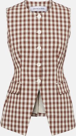 Veronica Beard Top Lois in seersucker a quadri