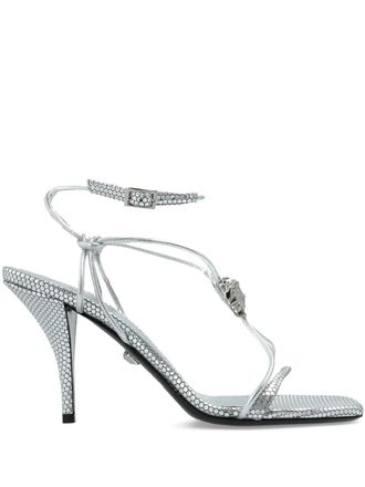 Versace 85mm La Medusa lace-up sandals - women - Calf Leather/Calf Leather/Calf Leather - 38.5 - 1E01P - 1E01P Silver Palladium