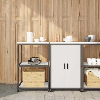 vidaXL Juego De Almacenamiento De Cocina Con Estante 2 Pcs Blanco Vidaxl