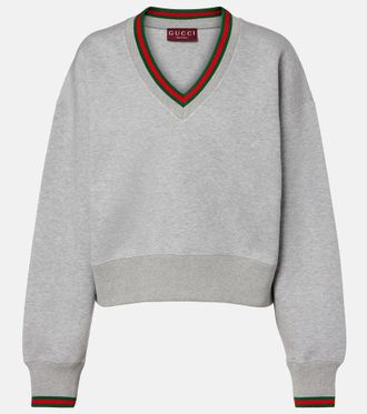 Gucci Web Stripe cotton-blend jersey sweatshirt