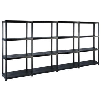 vidaXL Estanter&iacute;as Almacenaje 4 Niveles Pl&aacute;stico Negro 244x30,5x130 Cm Vidaxl