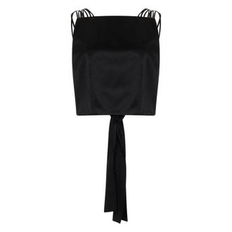 Alberta Ferretti Alberta Ferretti, Sleeveless Tops, female, Black, Size: XL Crop Top with Thin Straps