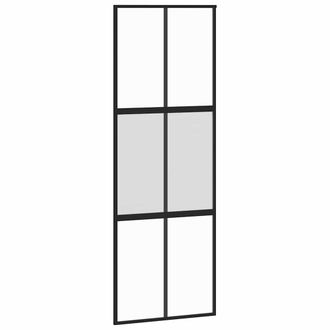 vidaXL Vidaxl - Puerta Corredera Vidrio Templado Y Aluminio Negra 76x205 Cm