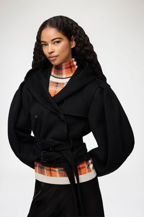 Ganni Black Jacket in Double-Faced Wool - Size 32