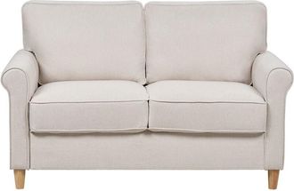 Beliani Beliani - Fabric 2 Seater Sofa Fabric Upholstery Sinuous Spring Seat Light Beige Ronneby