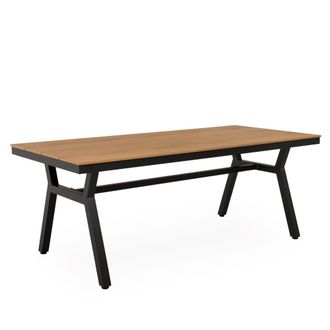 Koketto Home Mesa de exterior tapa polimadera natural y patas aluminio negro