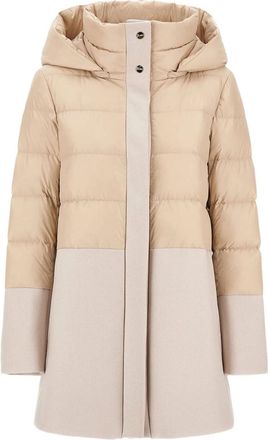 Herno Beige Quilted Hood Jacket