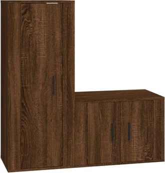 vidaXL Vidaxl - Set De Muebles Para Tv 2 Pzas Madera Contrachapada Roble Marr&oacute;n