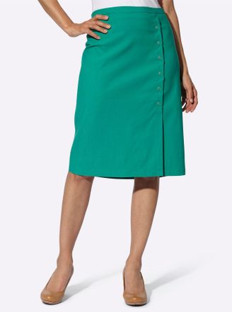 Casual Looks Webrock CASUAL LOOKS, Damen, Gr. 36, gr&uuml;n (smaragd), 74% Viskose, 23% Polyamid, 3% Elasthan, unifarben, knielang, R&ouml;cke Webrock