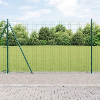 Berkfield Home Euro Fence with 7 Flanged Posts 1.4x10 m Galvanised Steel in Silver