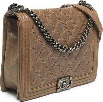 Chanel Borsa a spalla Boy in pelle trapuntata - Marrone
