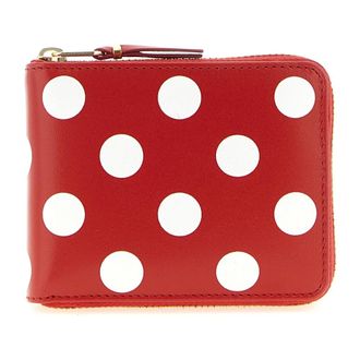 Comme Des Gar&ccedil;ons Accessoires, unisex, Rood, ONE Size, Leer, Polka Dot Printed Wallet