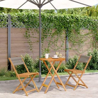 vidaXL Juego De Bistro De 3 Piezas Polipropileno Y Madera Maciza Gris Vidaxl