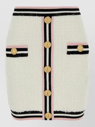 Balmain textured skirt contrast trim decorative pockets