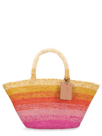 Maneb&igrave; Womens Shoulder Bag Panier Raffia Multicolour Natural