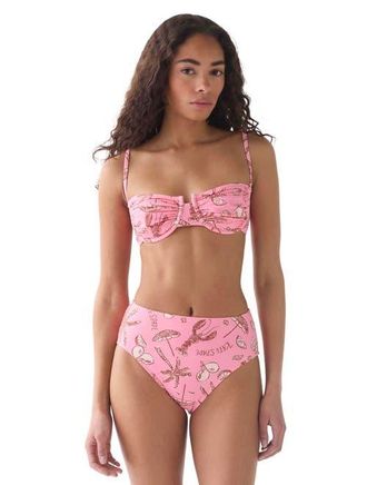 Kate Spade New York Ruched Underwire Bra Swim Top Swimsuit in Guava Slice at Nordstrom, Size X-Small