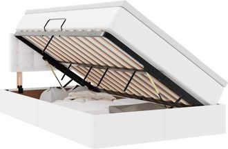 vidaXL Storage Bed with Mattress Pure White 120 x 200 cm Faux Leather vidaXL