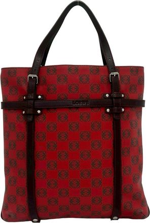 Loewe Brown Red Color Pvc Leather Handbag Tote Bag (Pre-Owned)